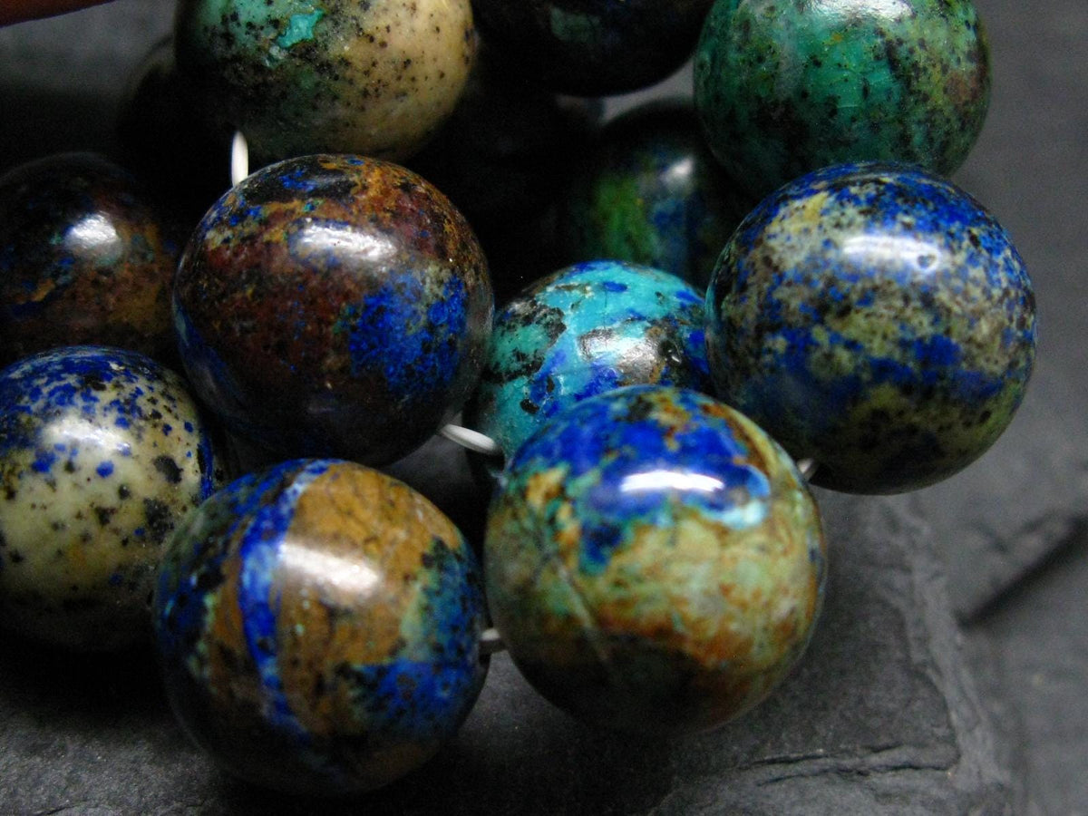 Azurite Genuine Bracelet ~ 7 Inches ~ 16mm Round Beads