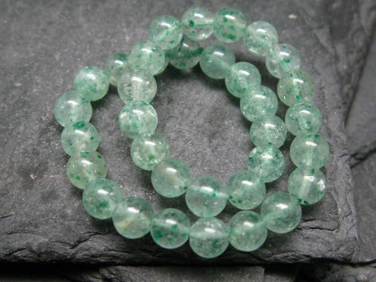 Green Strawberry Quartz Genuine Bracelet ~ 7 Inches ~ 6mm Round Beads