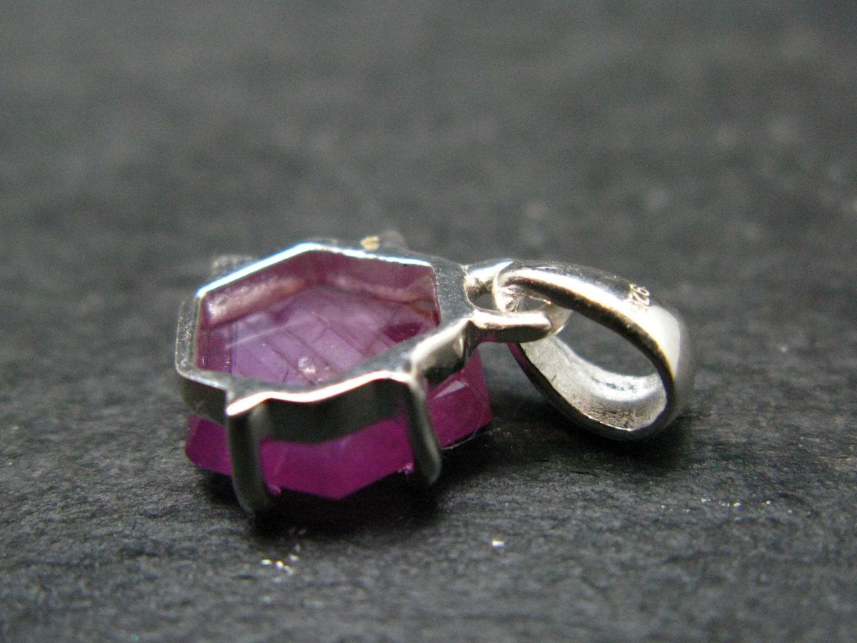 Ruby Crystal Silver Pendant from Africa - 0.6" - 1.47 Grams
