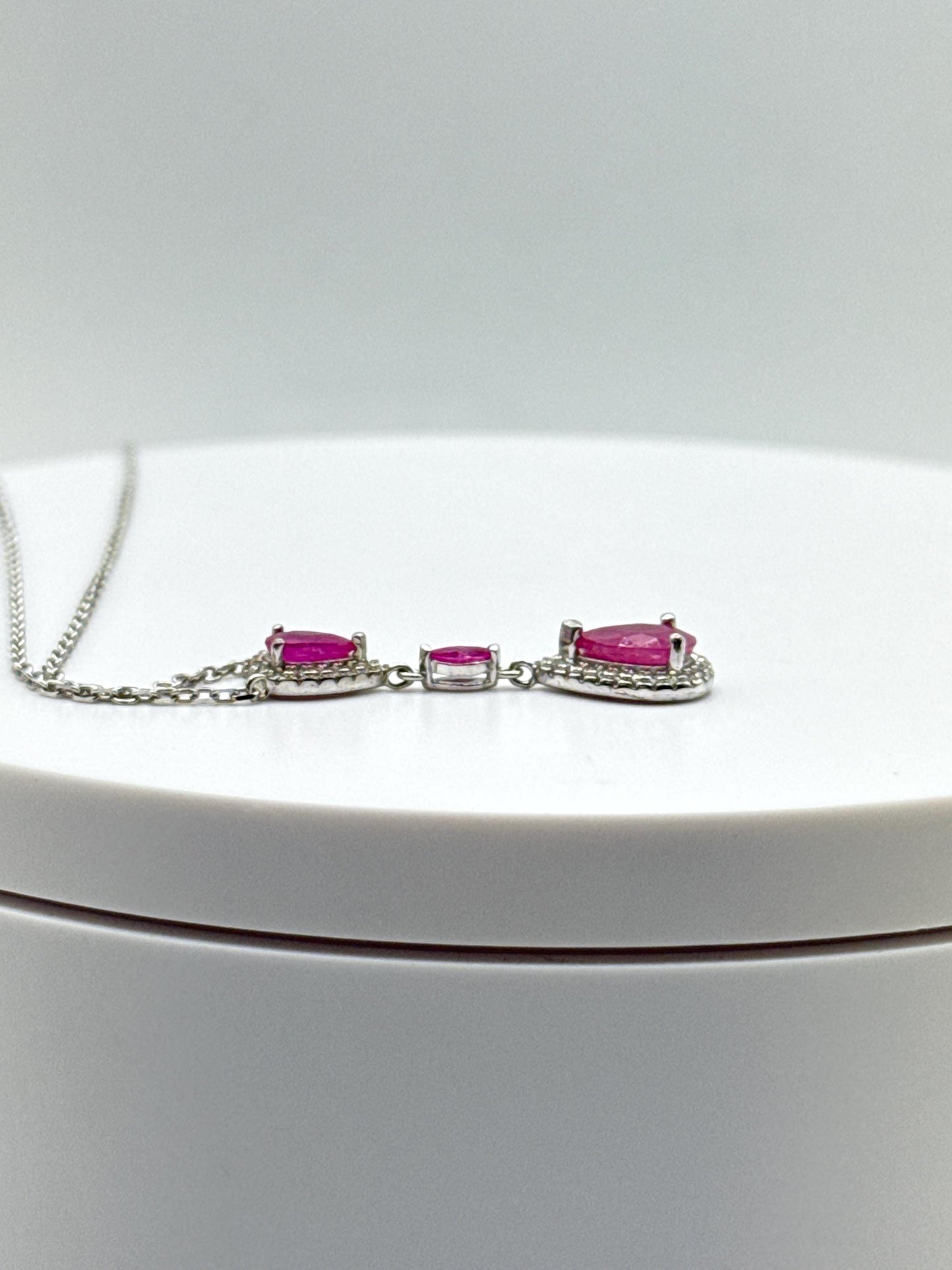 Ruby Drop Necklace | Sterling Silver | Elegant July Birthstone Jewelry