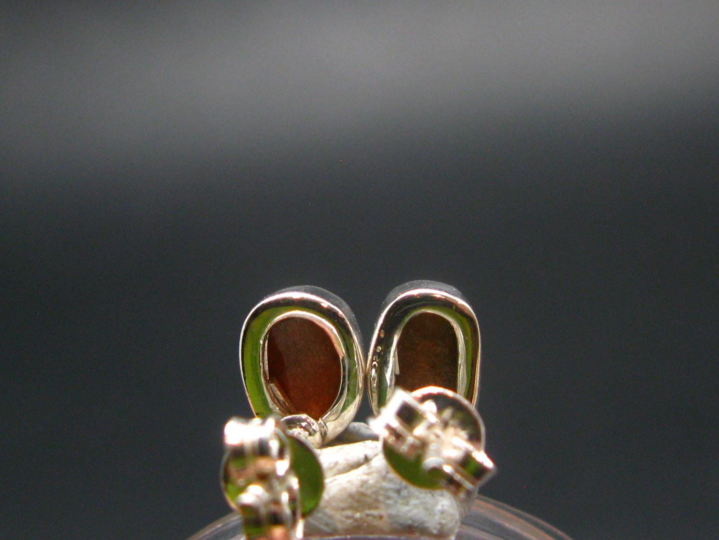 Zincite Zinkite Stud Earrings Sterling Silver From Poland - 1.78 Grams