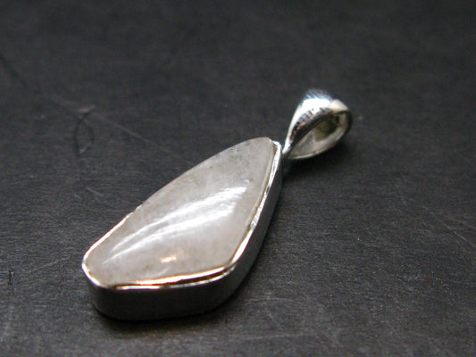 Raw Rare Natrolite Crystal Silver Pendant From Russia - 0.9" - 1.51 Grams