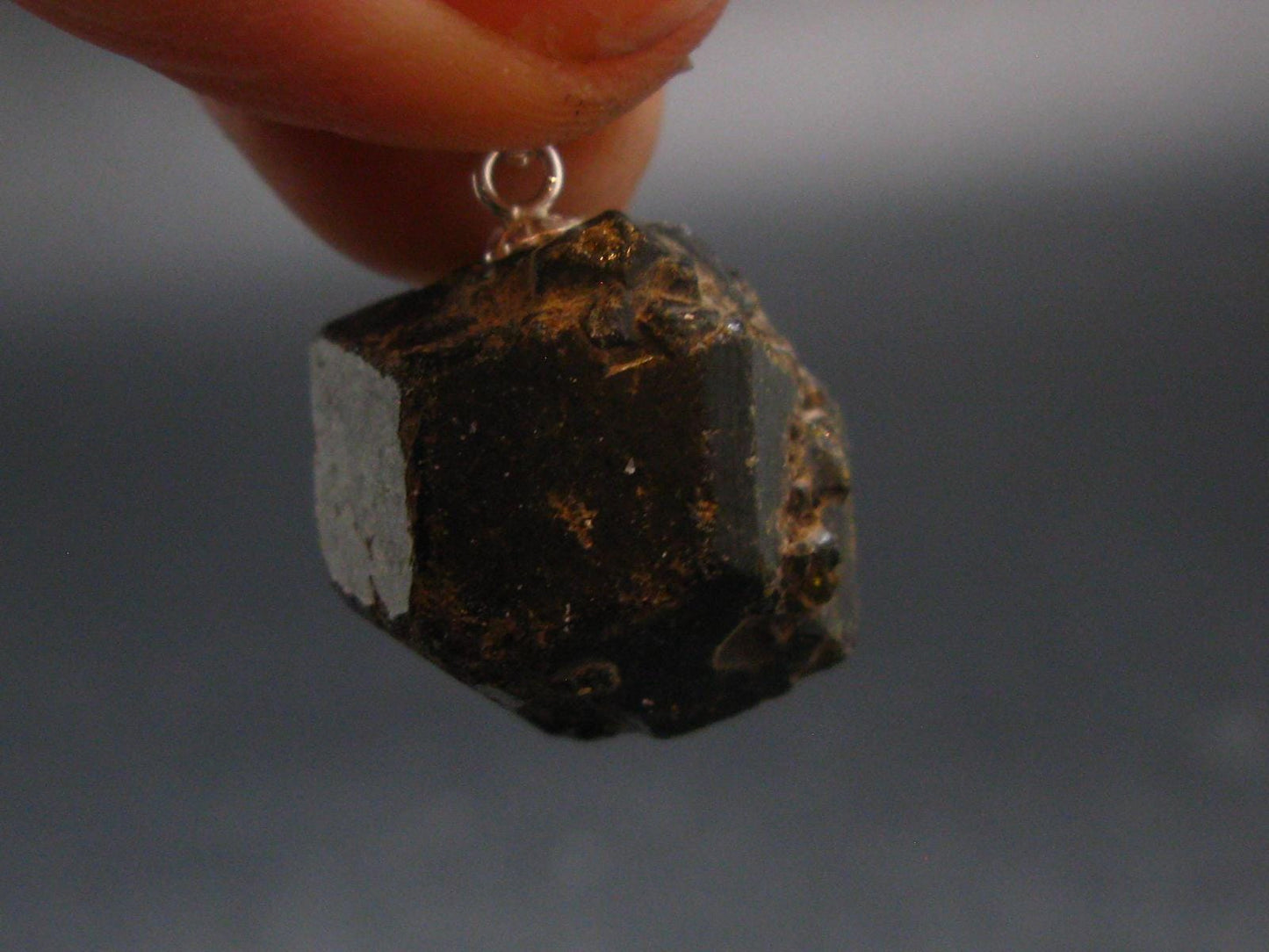 Sharp Black Melanite Andradite Garnet Silver Pendant From Mali - 0.9" - 9.5 Grams