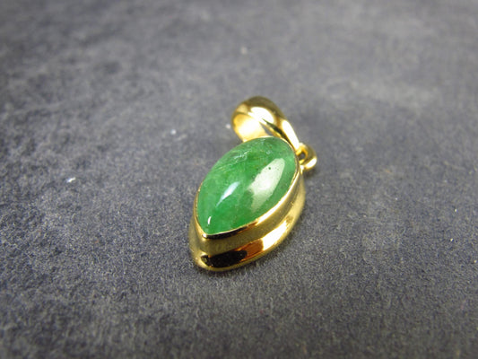 Tsavorite Green Garnet Gold Plated Silver Pendant from Tanzania - 0.8" - 1.68 Grams