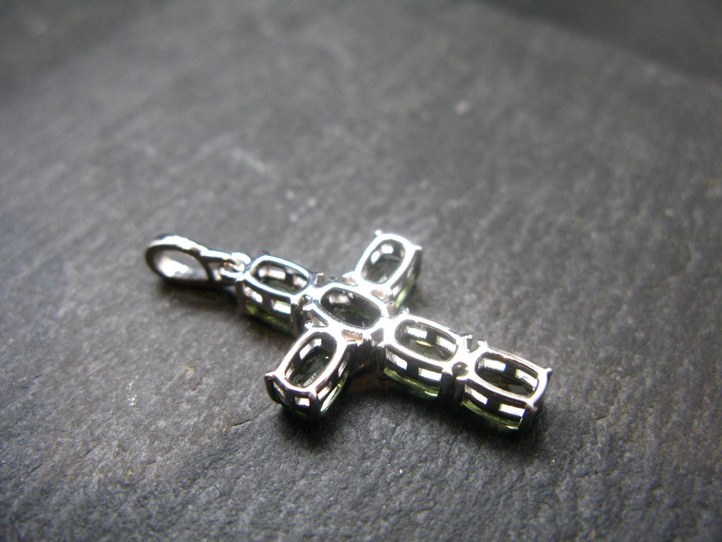 Moldavite Tektite Silver Pendant from Czech Republic - 1.3" - 2.40 Grams