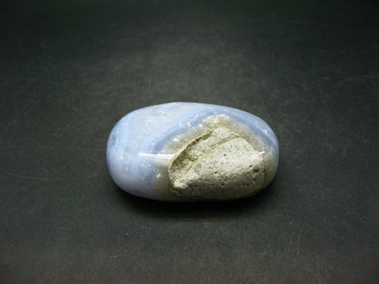 Rare Blue Lace Holly Chalcedony Agate Tumbled Stone From Malawi - 2.3"