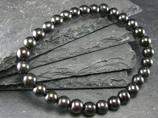 Shungite Genuine Bracelet ~ 7 Inches ~ 6mm Round Beads