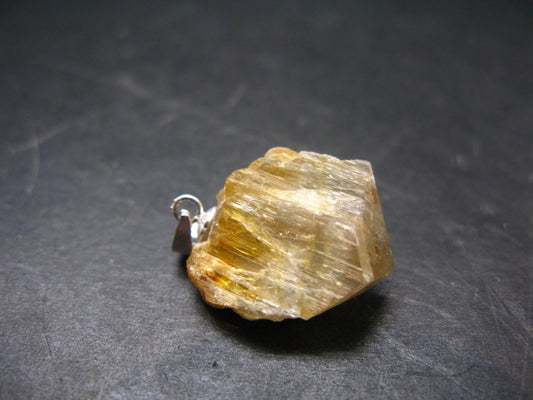 Gem Color Change See-Thru Straw Terminated Crystal Diaspore Crystal Silver Pendant From Turkey - 1.0" - 4.52 Grams