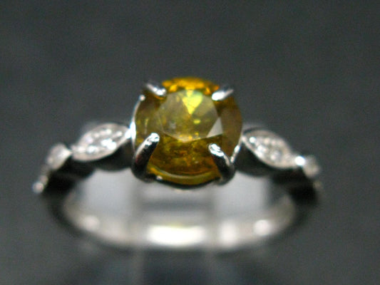 Gem Vesuvianite Idocrase Silver Ring From Canada - 1.10 Carats - Size 6