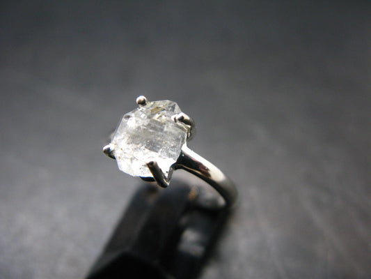 Fine Clear Natural Herkimer Diamond Silver Ring From New York - Size 5 - 2.06 Grams