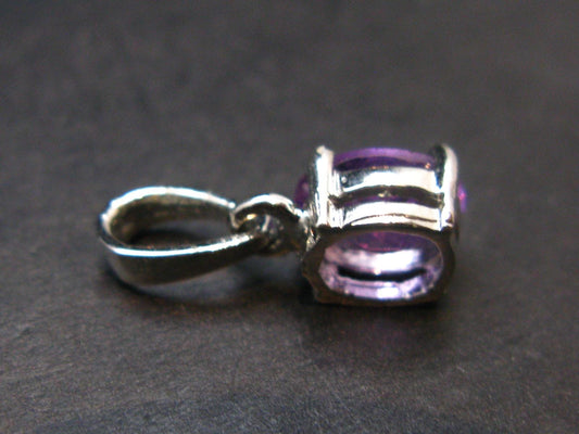 Large Genuine Rich Purple Faceted Amethyst Sterling Silver Pendant From Brazil - 0.6" - 1.03 Grams
