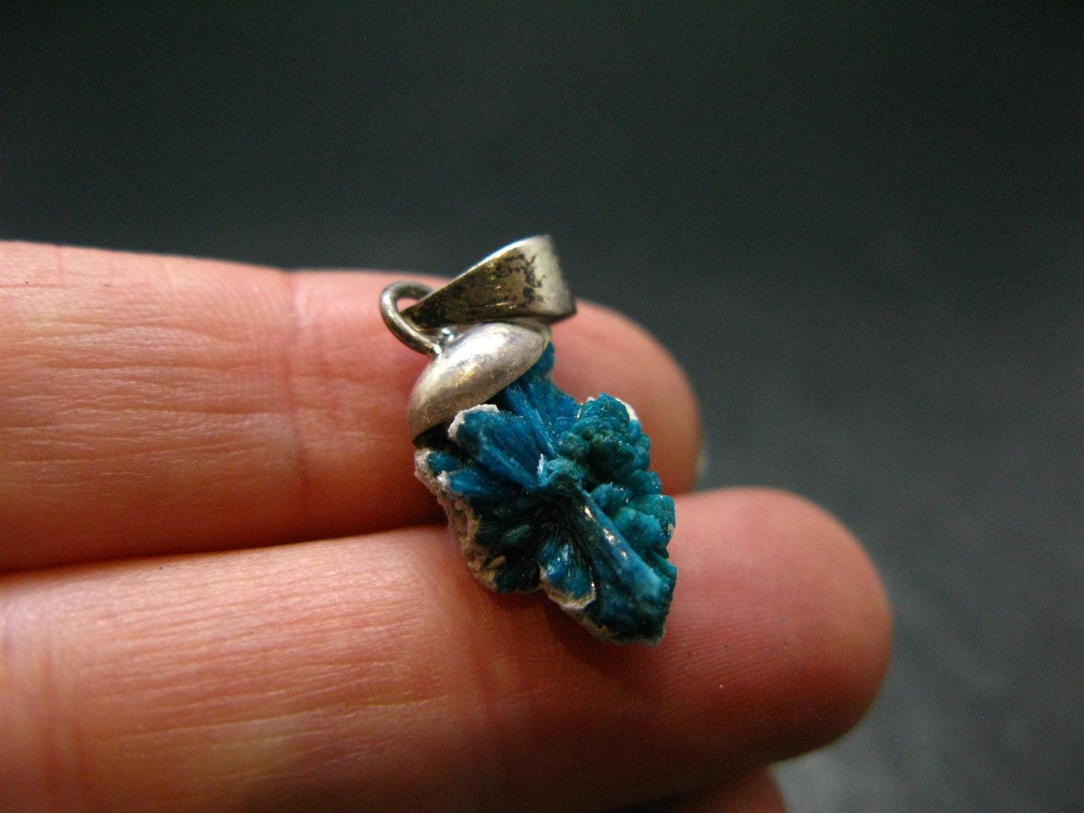 Cavansite Crystal Pendant In Sterling Silver From India - 1.0" - 1.38 Grams