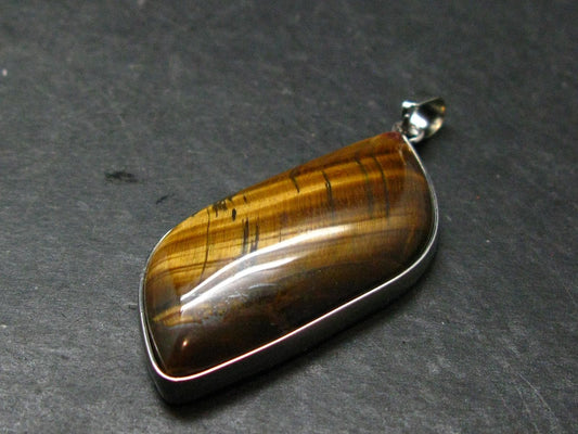 Tiger Eye Silver Plated Pendant - 2.2"
