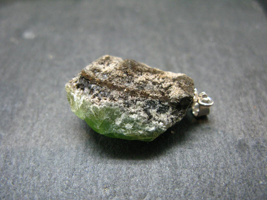 Rare Green Smithsonite Cluster Silver Pendant From Namibia - 1.2" - 6.08 Grams