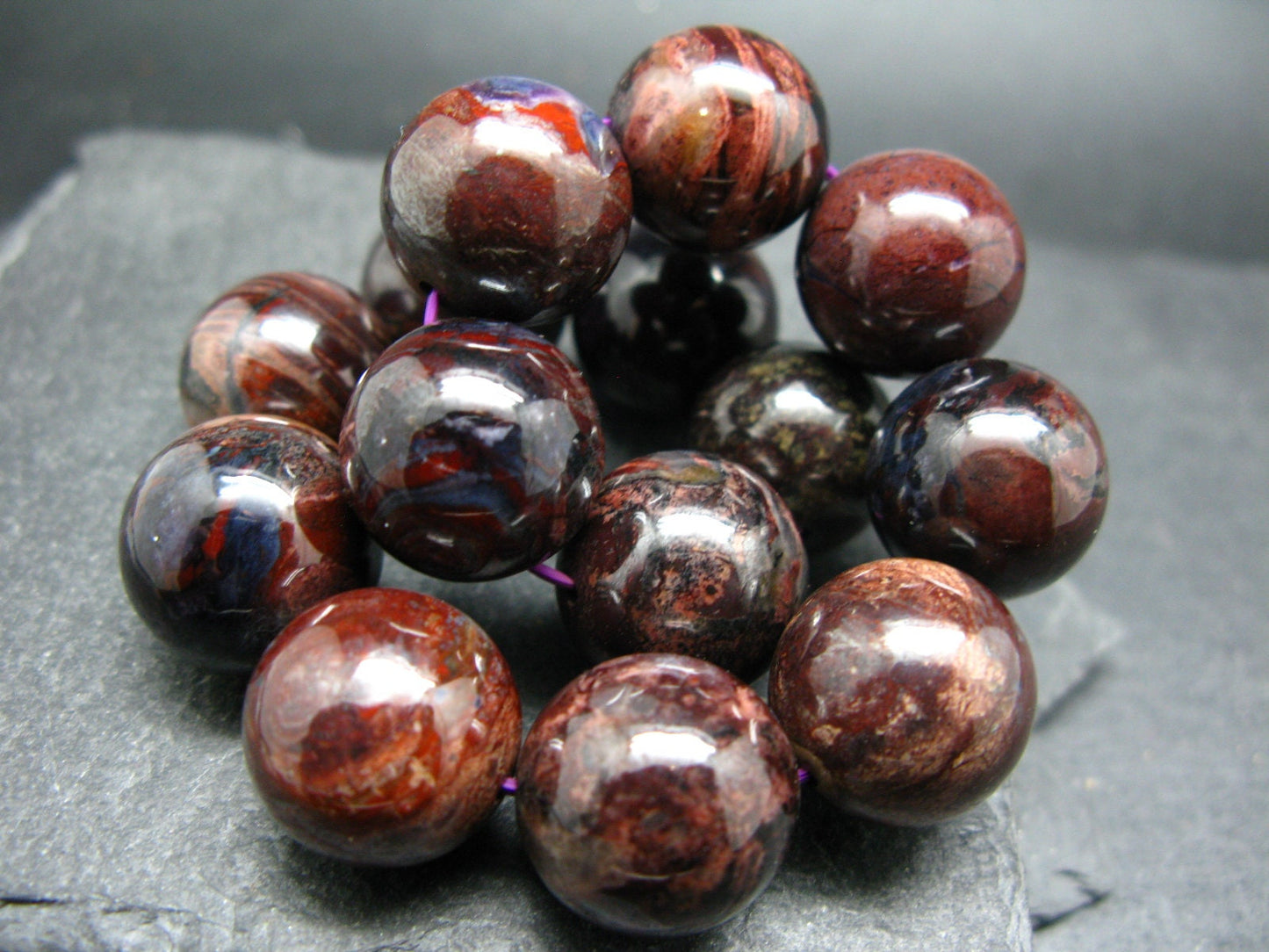 Bustamite Genuine Bracelet ~ 7.5 Inches ~ 17mm Round Beads