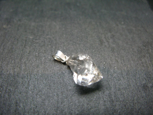 Fine Natural Herkimer Diamond Silver Pendant From New York 0.7" - 1.30 Grams