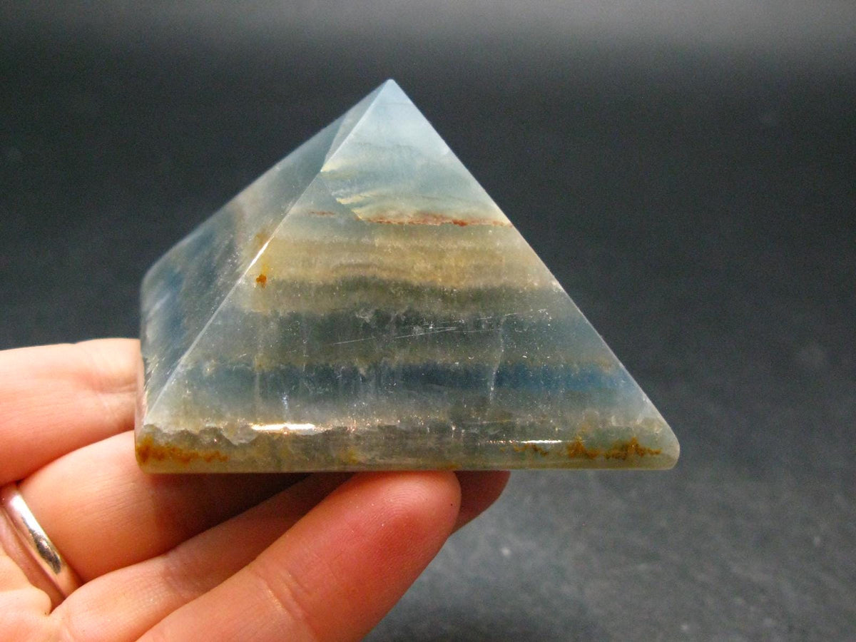 Lemurian Aquatine Blue Calcite Pyramid - 2.3" - 145.81 Grams