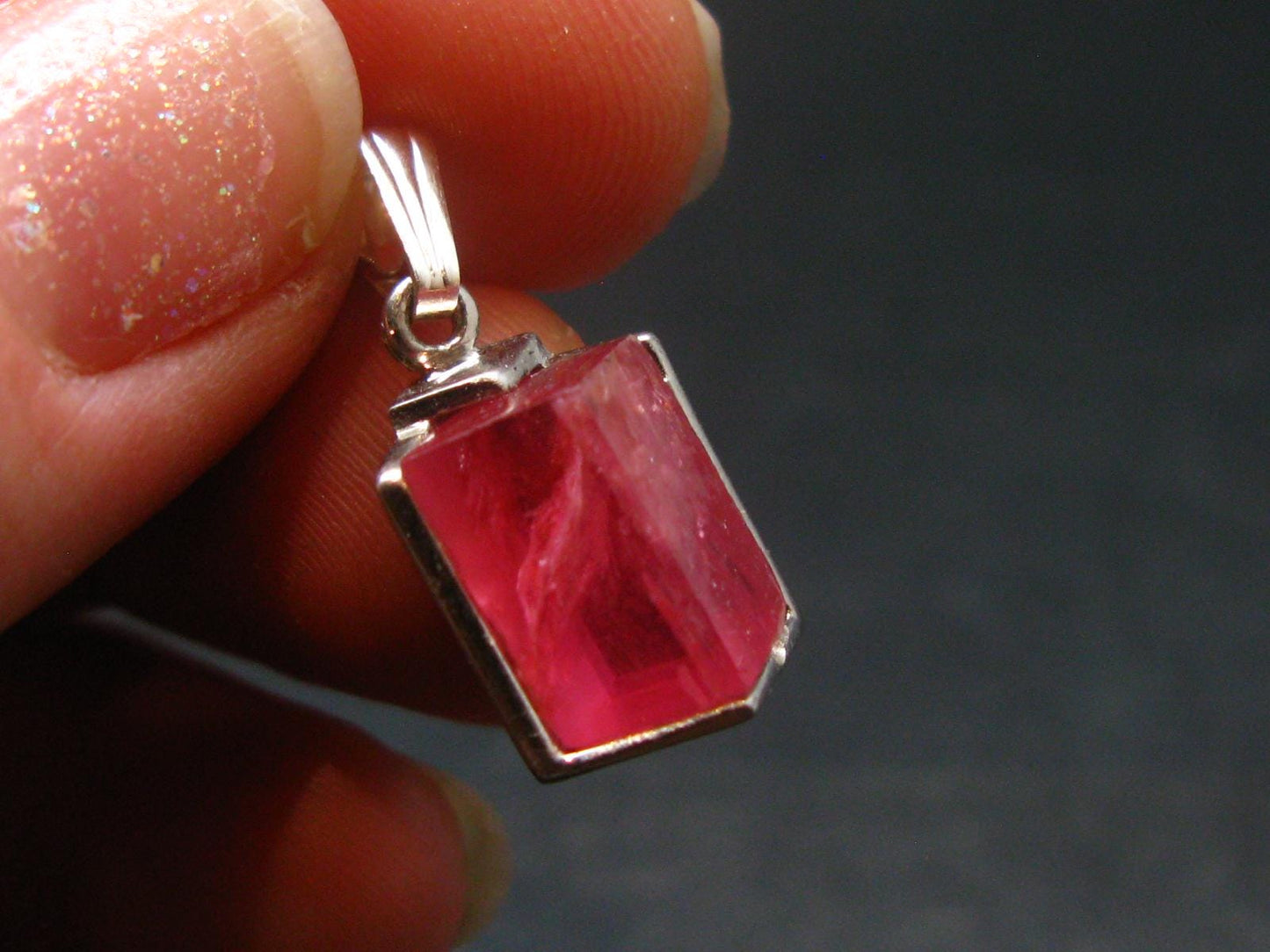 Rhodochrosite Sterling Silver Pendant From Alma Colorado - 0.8" - 2.75 Grams