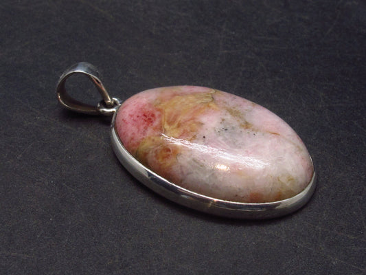 Rare Pink Tugtupite Sterling Silver Pendant From Greenland - 1.6" - 7.3 Grams