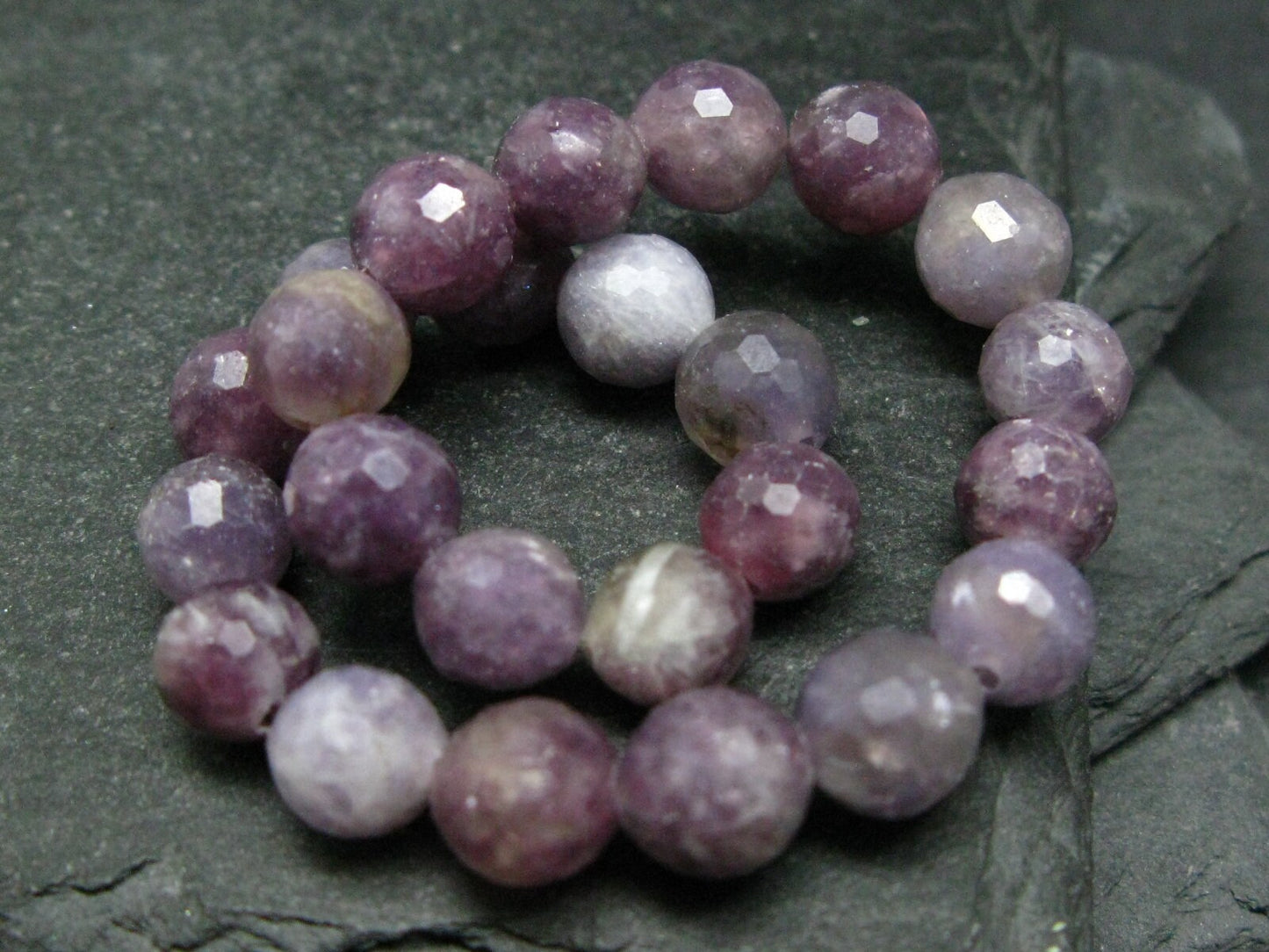 Lepidolite Genuine Bracelet ~ 7 Inches ~ 8mm Facetted Beads