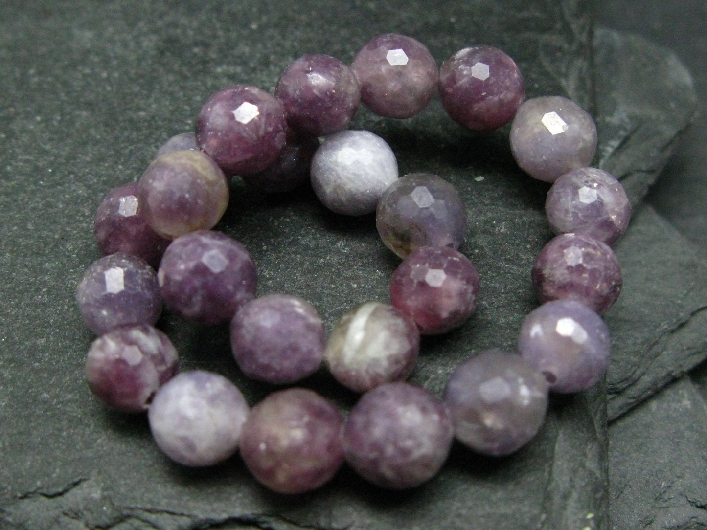 Lepidolite Genuine Bracelet ~ 7 Inches ~ 8mm Facetted Beads