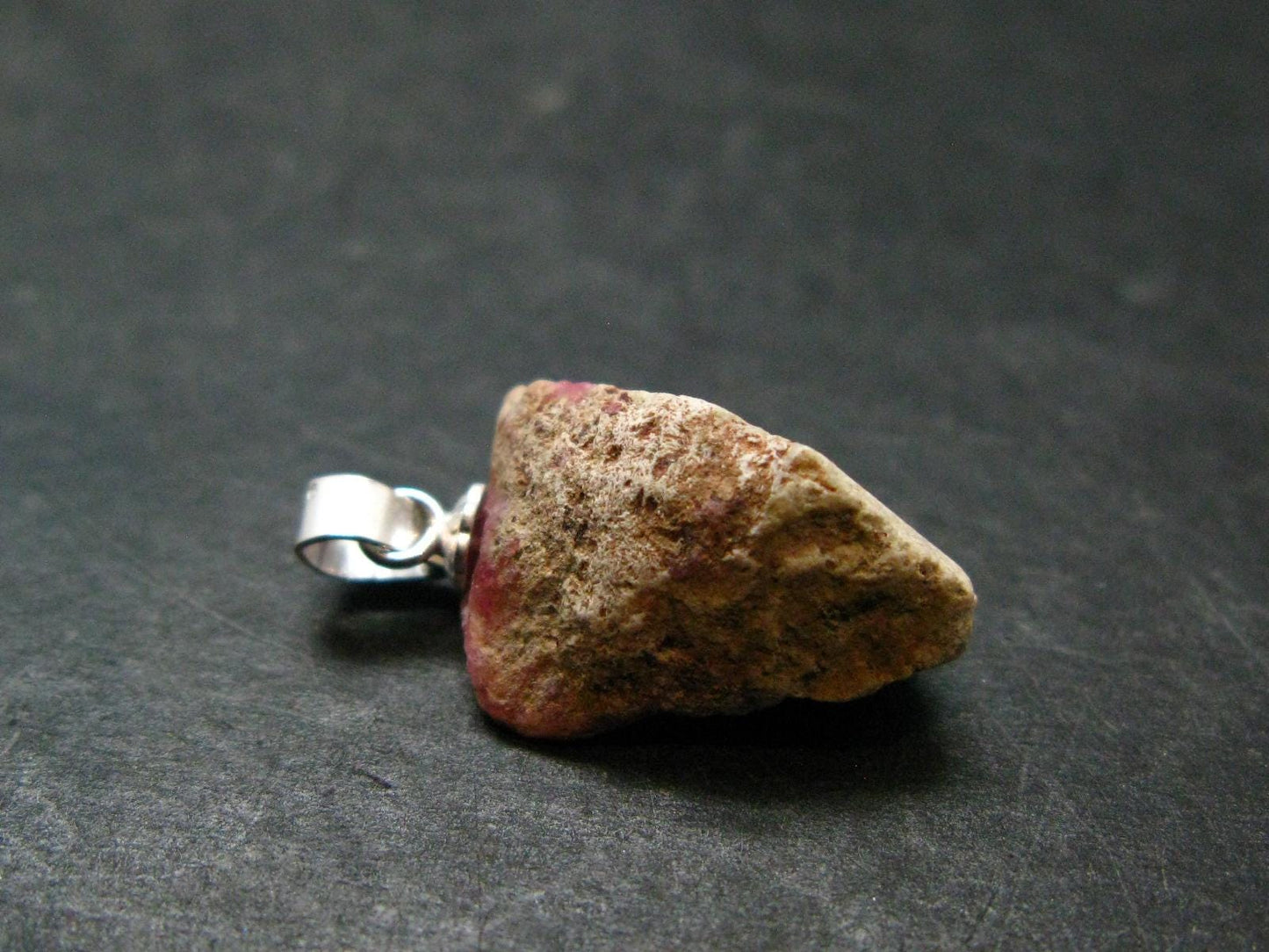 Rare Pink Tugtupite Sterling Silver Pendant From Greenland - 0.9" - 1.56 Grams