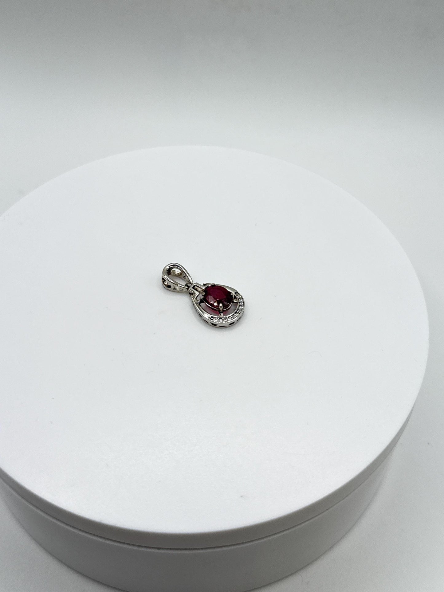 Ruby Teardrop Sterling Silver Pendant | July Birthstone