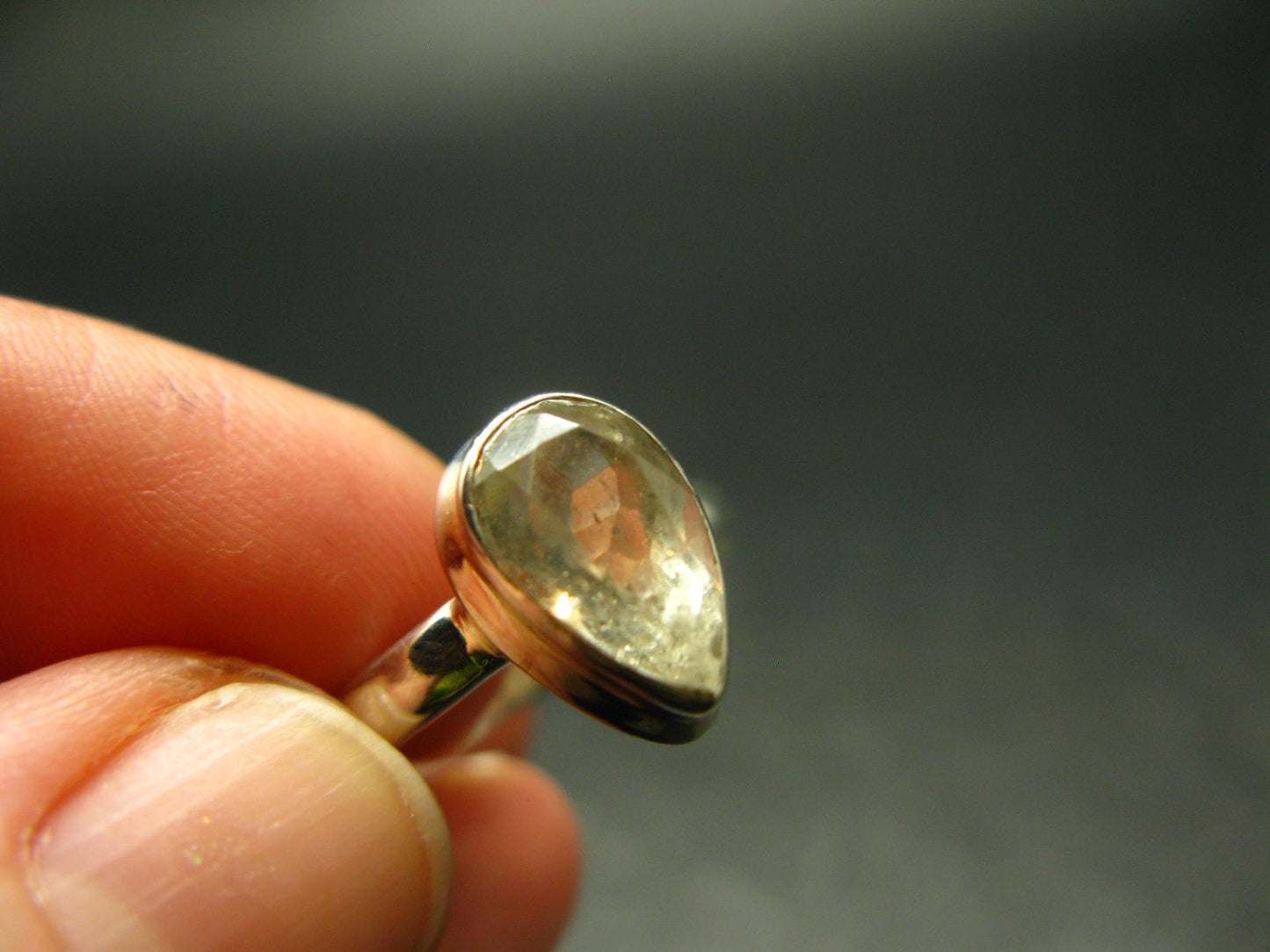 Libyan Desert Glass Tektite Sterling Silver Ring from Libya - Size 7 - 3.0 Grams
