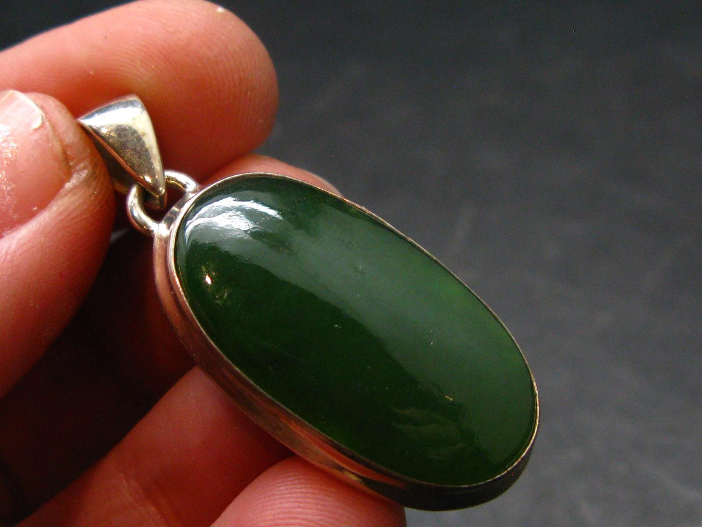 Nephrite Jade Silver Pendant From Canada - 1.4" - 6.94 Grams