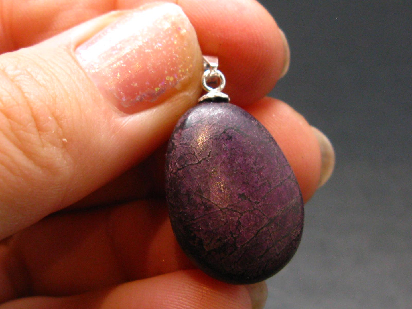 Purple Purpurite Silver Pendant From Namibia - 1.1"
