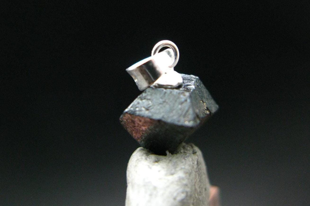 Magnetite Crystal Silver Pendant From Bolivia - 0.6" - 1.79 Grams