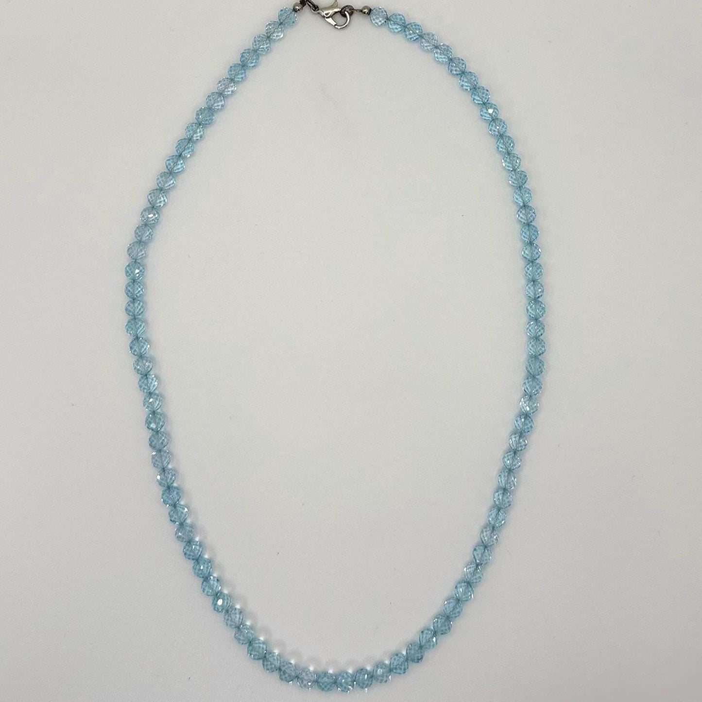 Swiss Blue Topaz Beaded Necklace – Natural Gemstone Elegance - 25.96 Grams