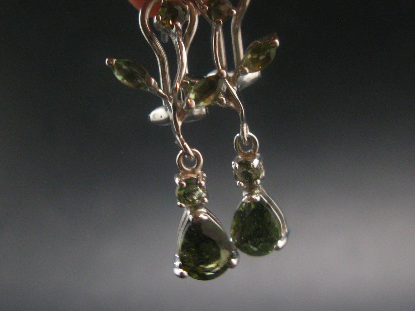 Moldavite Tektite Silver Earrings from Czech Republic - 5.28 Grams