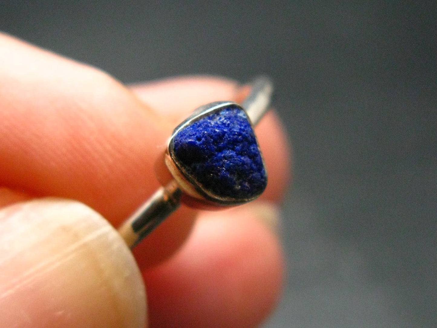Royal Blue Rough Azurite Sterling Silver Ring - Size 6 - 1.90 Grams