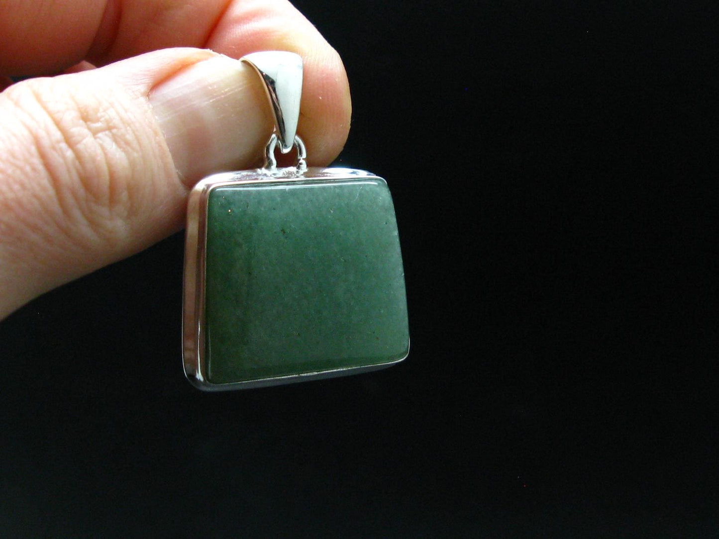 Natural Green Aventurine Silver Plated Pendant From Brazil - 8.98 Grams