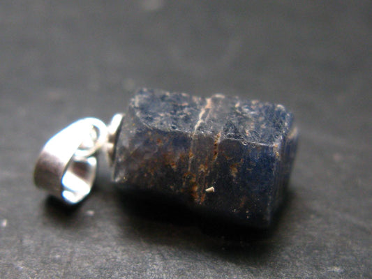 Blue Sapphire Corundum Crystal Silver Pendant From Sri Lanka - 0.7" - 1.7 Grams