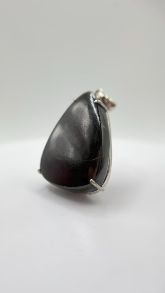 Purpurite Pendant Purple Gemstone Silver Necklace Natural Stone Minimalist Jewelry Gift