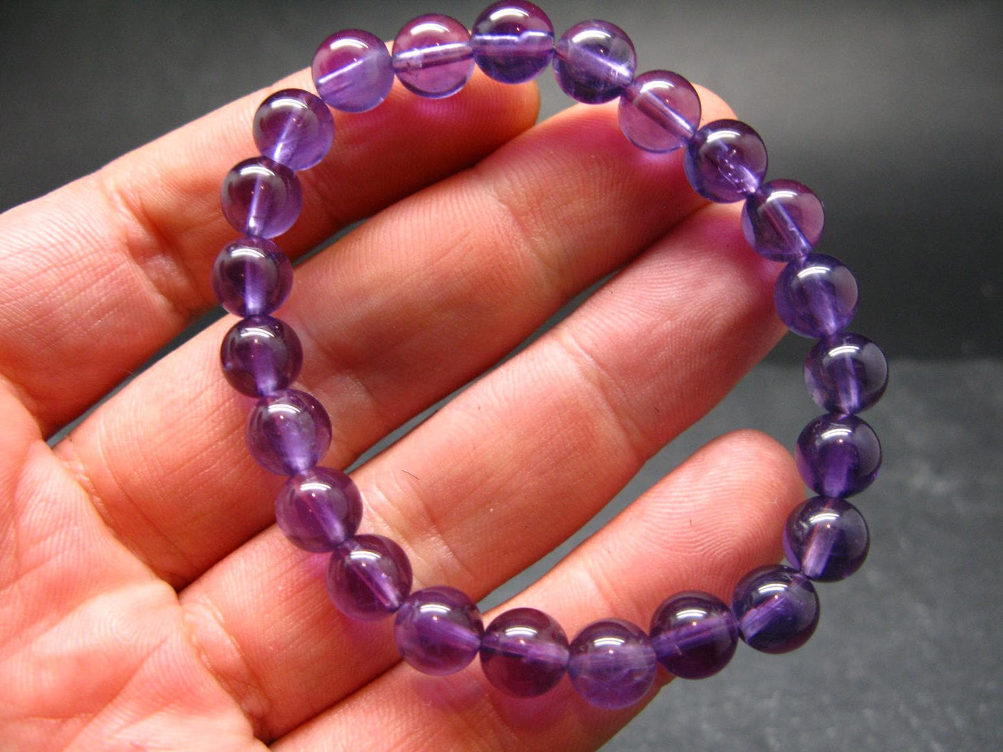 AAA Grade Amethyst Gem Genuine Bracelet ~ 7 Inches ~ 8mm Round Beads
