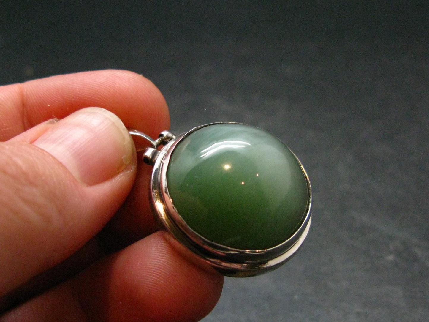 Nephrite Jade Cabochon Pendant From Canada - 1.2" - 11.42 Grams