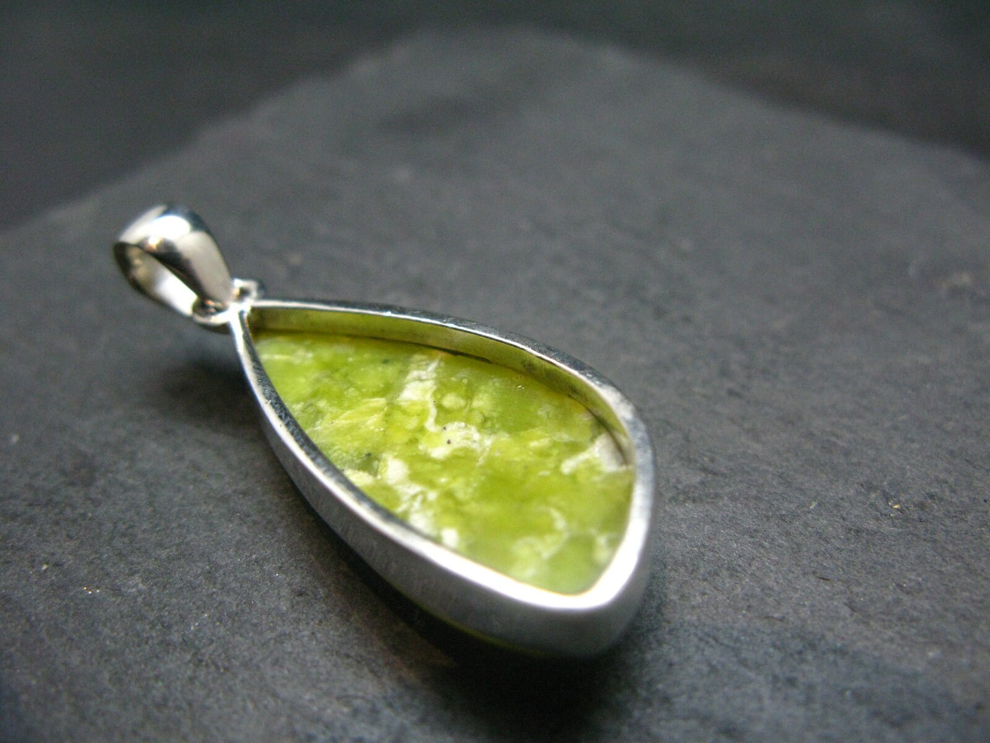 Unique Lizardite Serpentine Silver Pendant from Norway - 1.7"