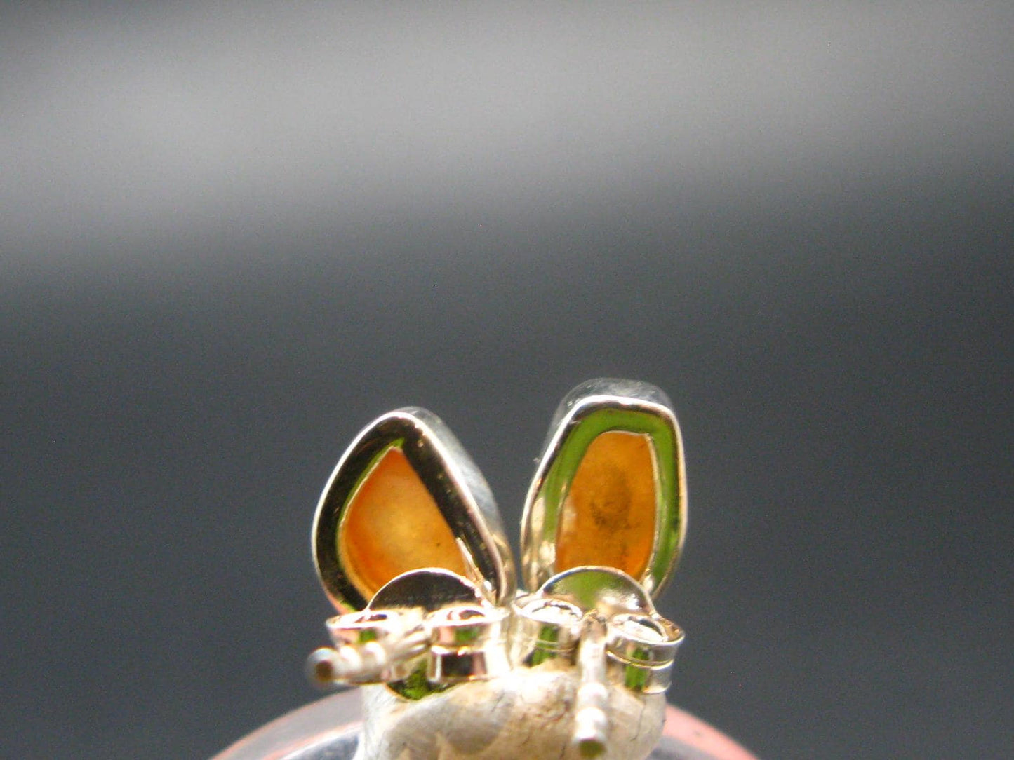 Spessartine Garnet Silver Stud Earrings From Tanzania - 0.7" - 1.62 Grams