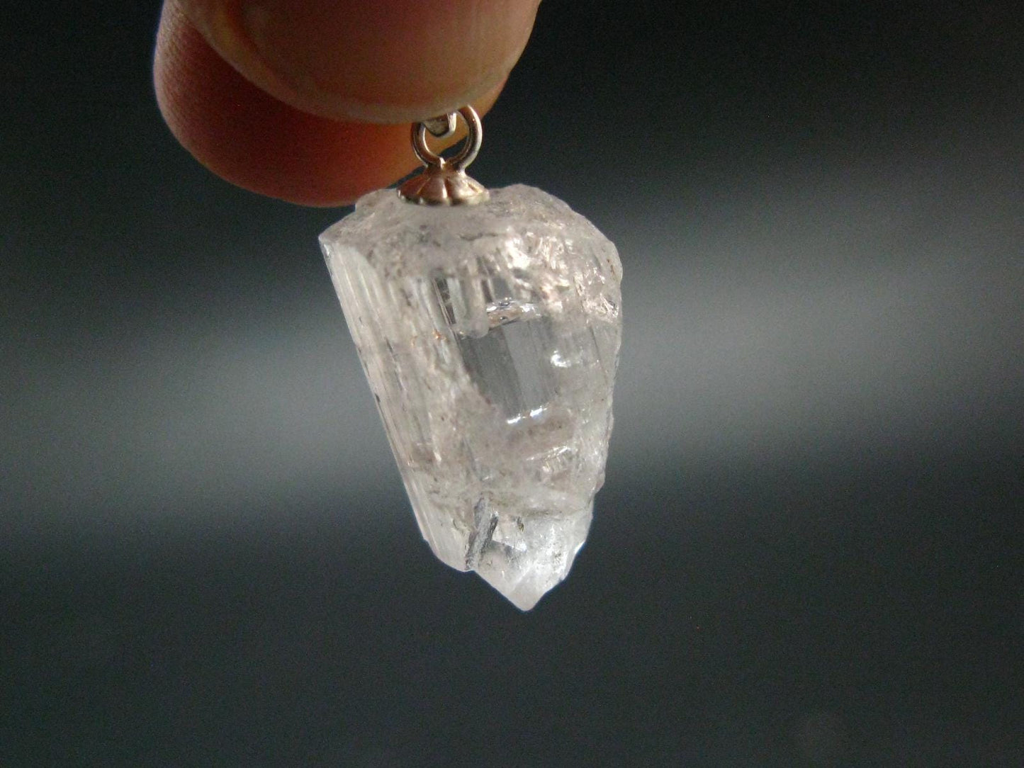 Nice Terminated Danburite Crystal Silver Pendant from Mexico - 0.9" - 2.88 Grams