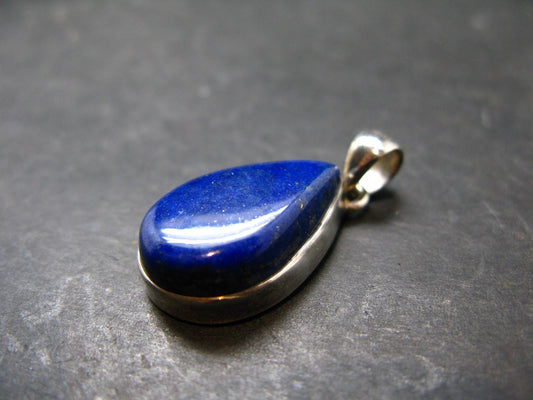 Lapis Lazuli Silver Pendant From Afghanistan - 1.4" - 7.21 Grams