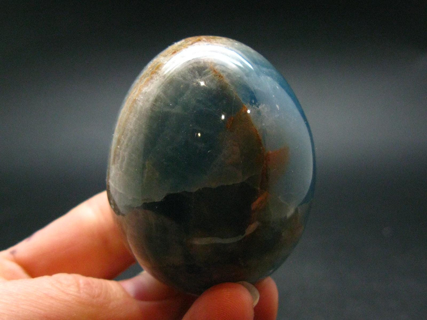 Lemurian Aquatine Blue Calcite Egg From Argentina - 2.6"