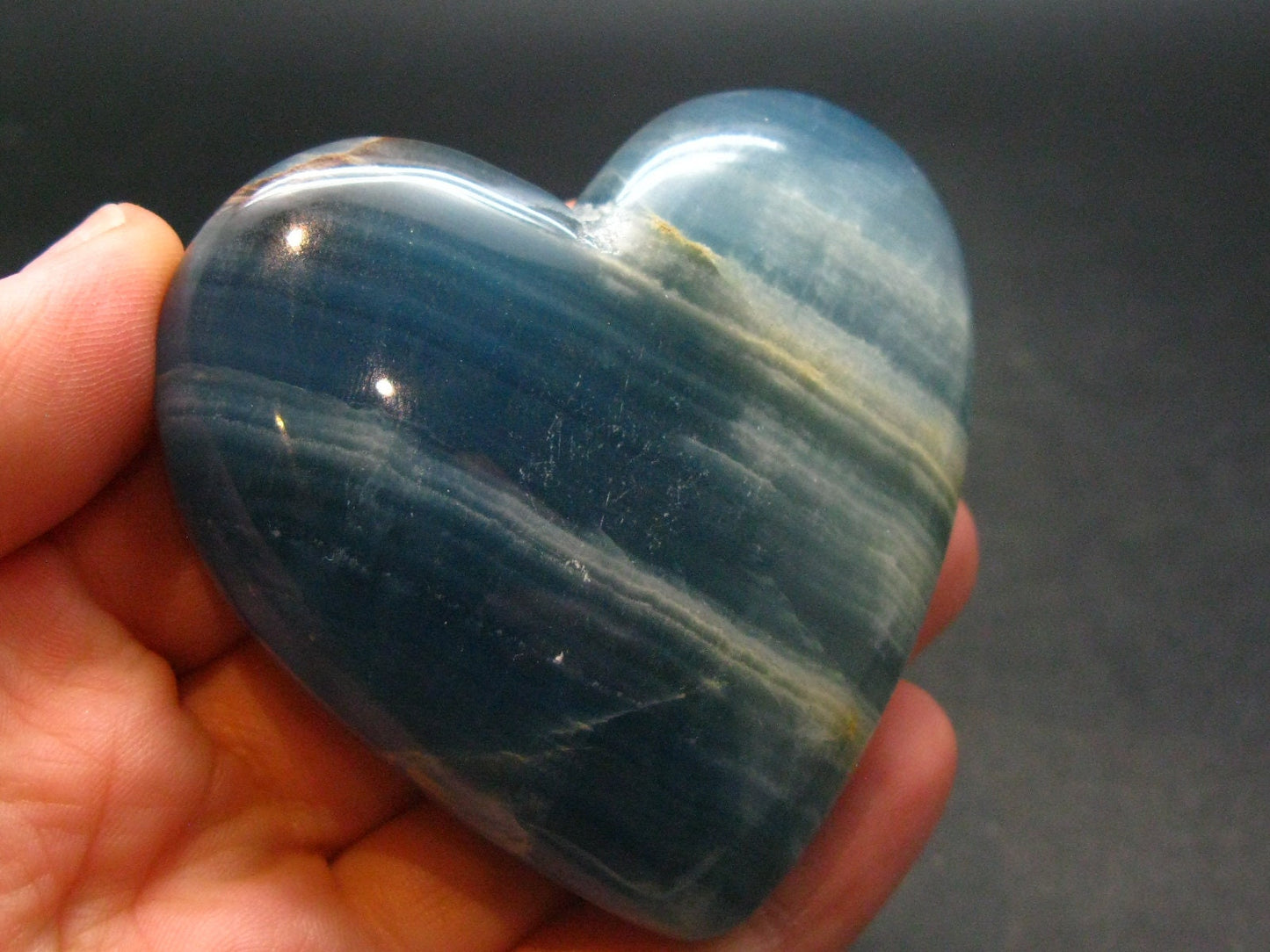 Nice Lemurian Aquatine Blue Calcite Heart From Argentina - 2.2" - 86.98 Grams