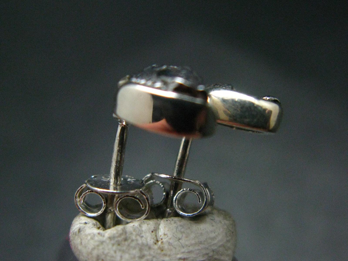 Raw Campo Del Cielo Meteorite Stud Earrings In Silver From Argentina