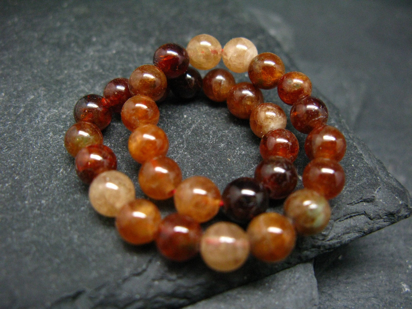 Garnet Hessonite Genuine Bracelet ~ 7 Inches ~ 6mm Round Beads