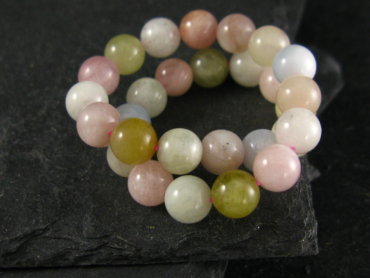 Aquamarine & Morganite Genuine Bracelet ~ 7 Inches ~ 6mm Round Beads