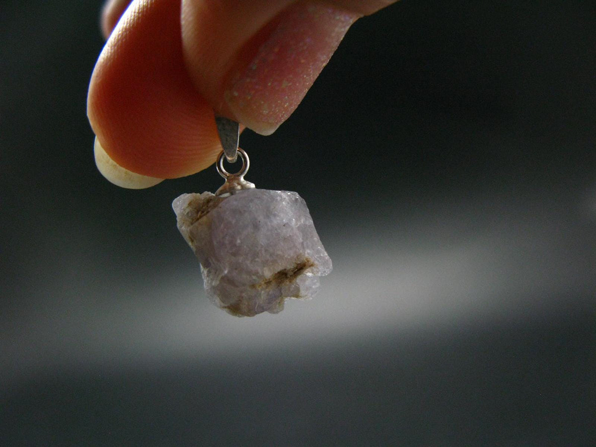 Rare Lilac Herderite Crystal Silver Pendant from Brazil - 0.8" - 1.81 Grams