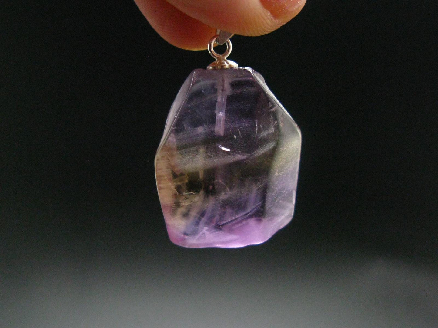 Stunning Natural Gem Ametrine Crystal Silver Pendant From Bolivia - 1.1" - 5.13 Grams